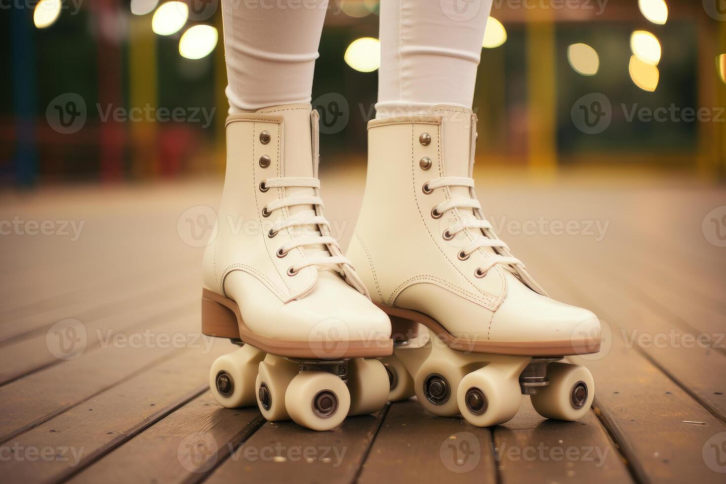 ai gerado durável retro clássico rolo patins couro. gerar ai foto