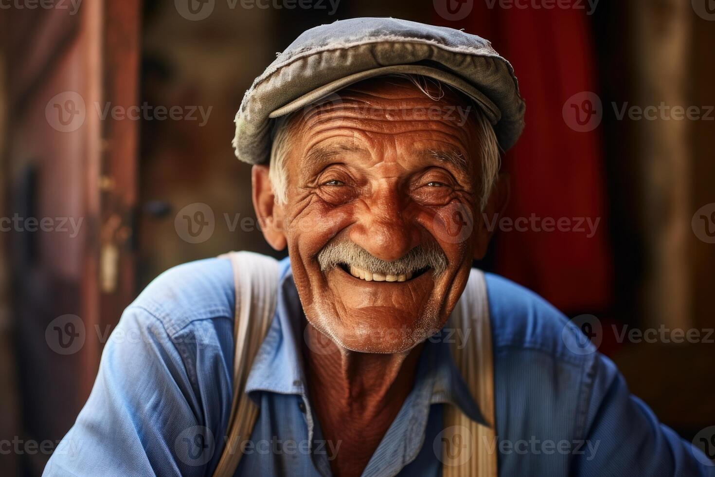 ai gerado cativante foto do italiano velho homem sorridente. gerar ai