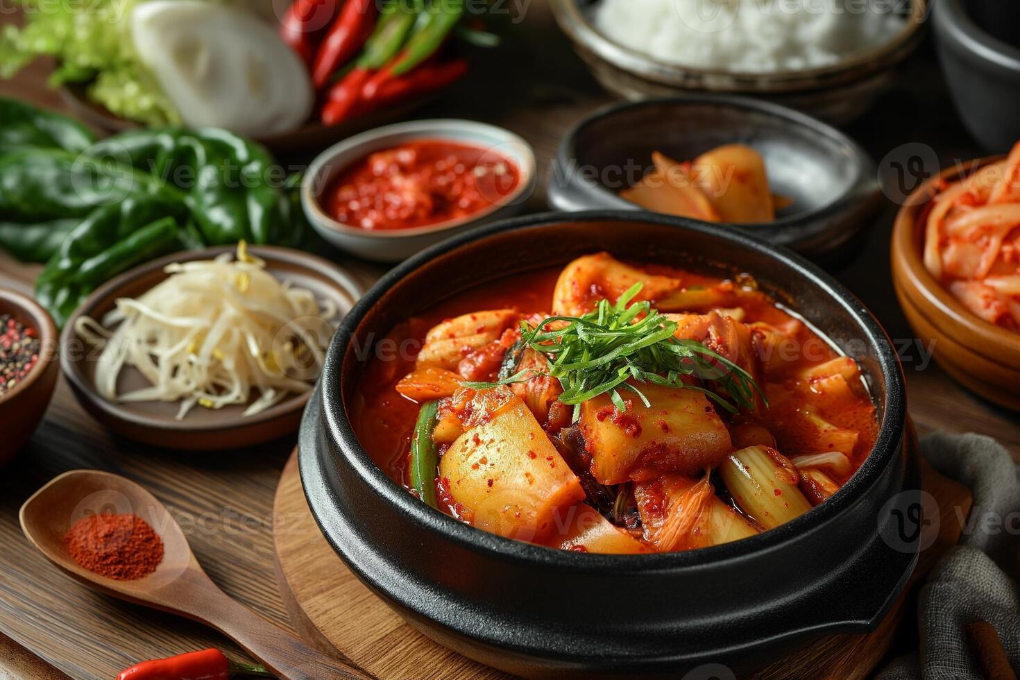 ai gerado ásia cozinha. coreano Kimchi. Comida foto