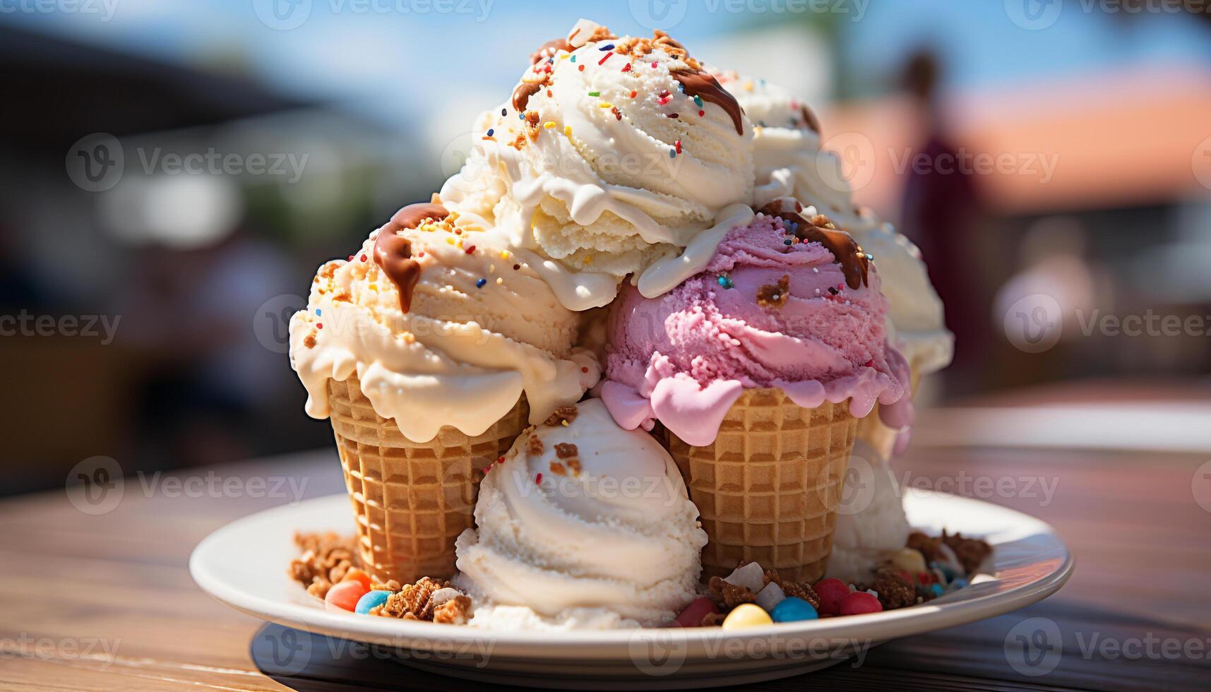 ai gerado caseiro gelo creme sundae, uma bonitinho, refrescante verão indulgência gerado de ai foto