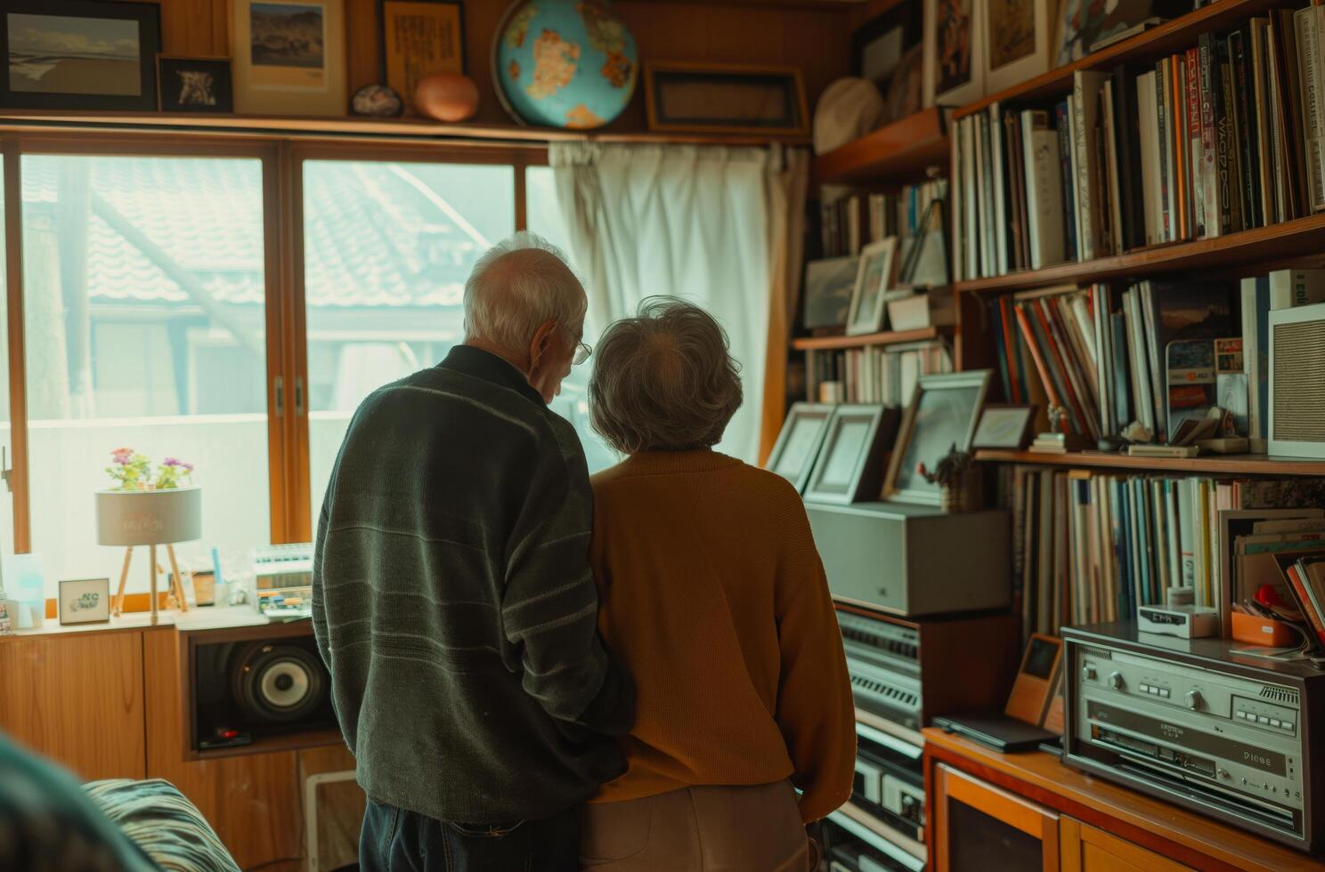 ai gerado compartilhado momento dentro uma vintage estude foto