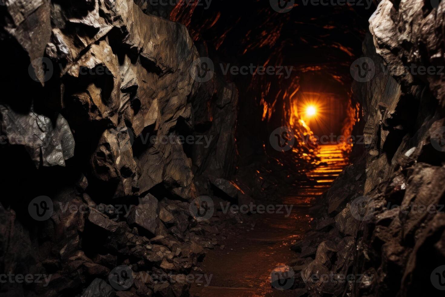 ai gerado misterioso meu túnel caverna estrada de ferro. gerar ai foto