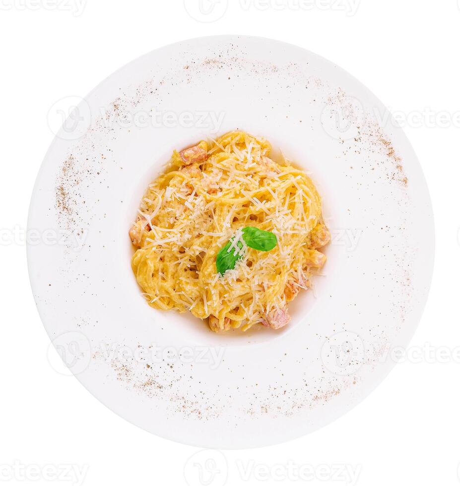 carbonara massa isolado em branco topo Visão foto