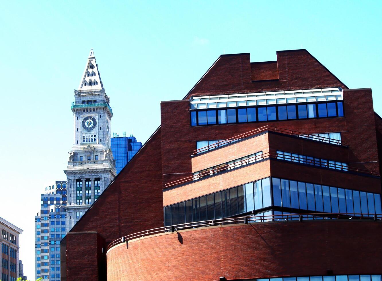 boston, mãe, 2008 - financeiro distrito edifícios com Claro azul céu foto