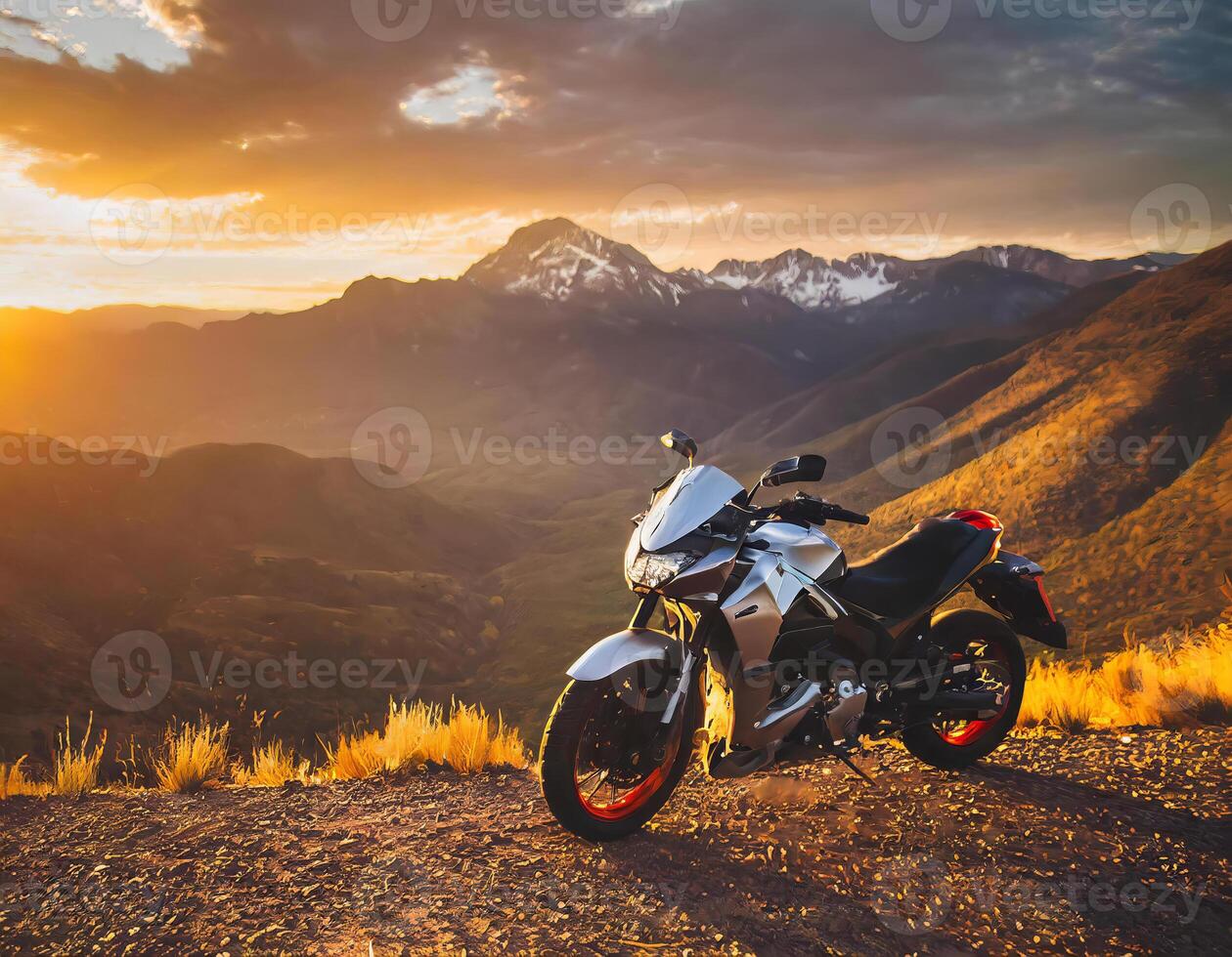 ai gerado pelo país bicicleta viagem através lindo cênico EUA paisagens. aventura e região selvagem foto