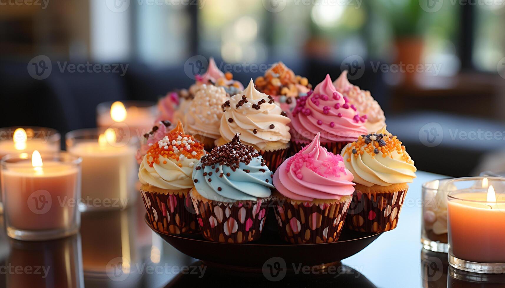 ai gerado Bolinho sobremesa, doce gourmet cozido com chocolate gelo decoração gerado de ai foto