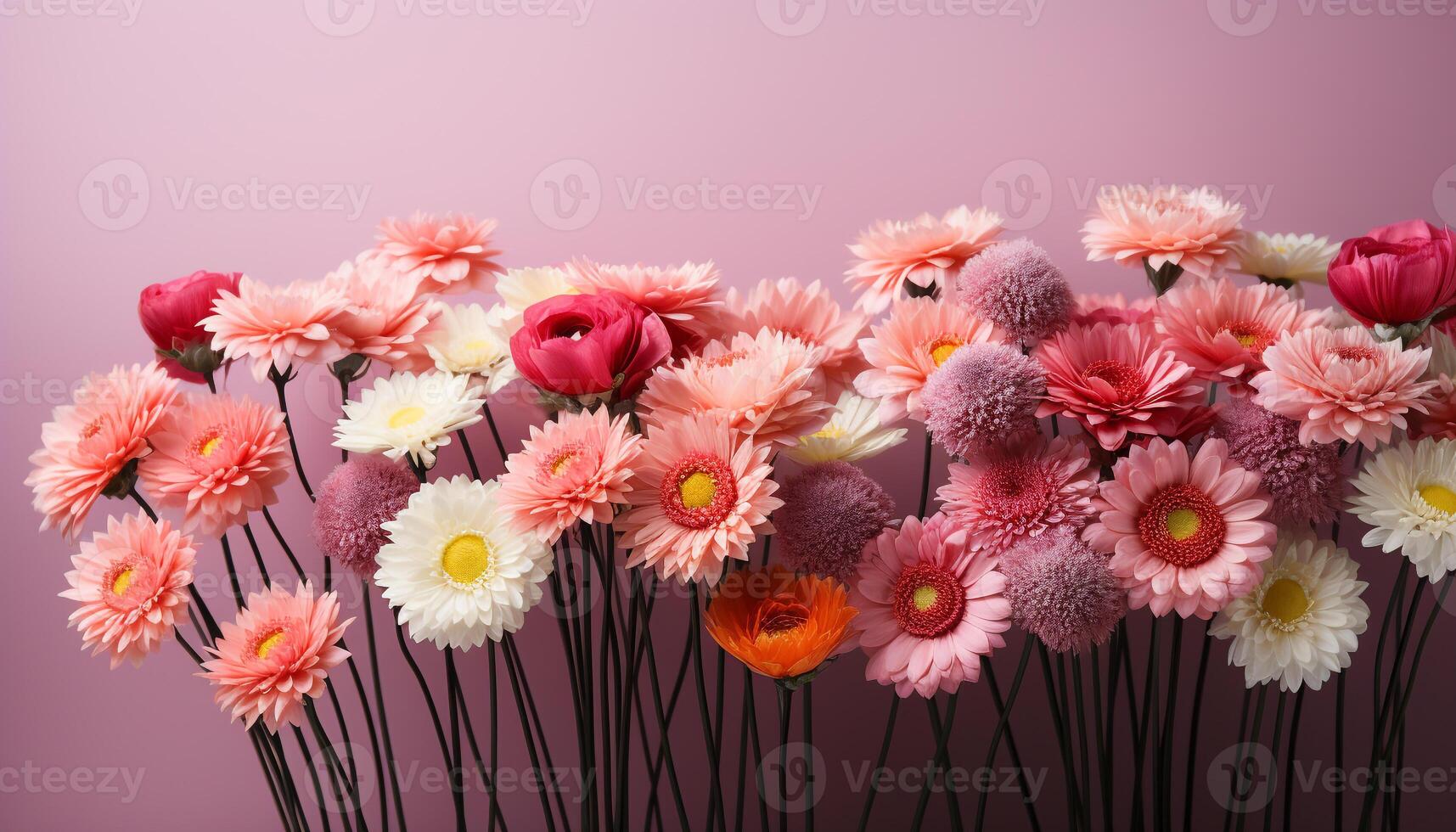 ai gerado uma vibrante ramalhete do multi colori flores decora a Prado gerado de ai foto