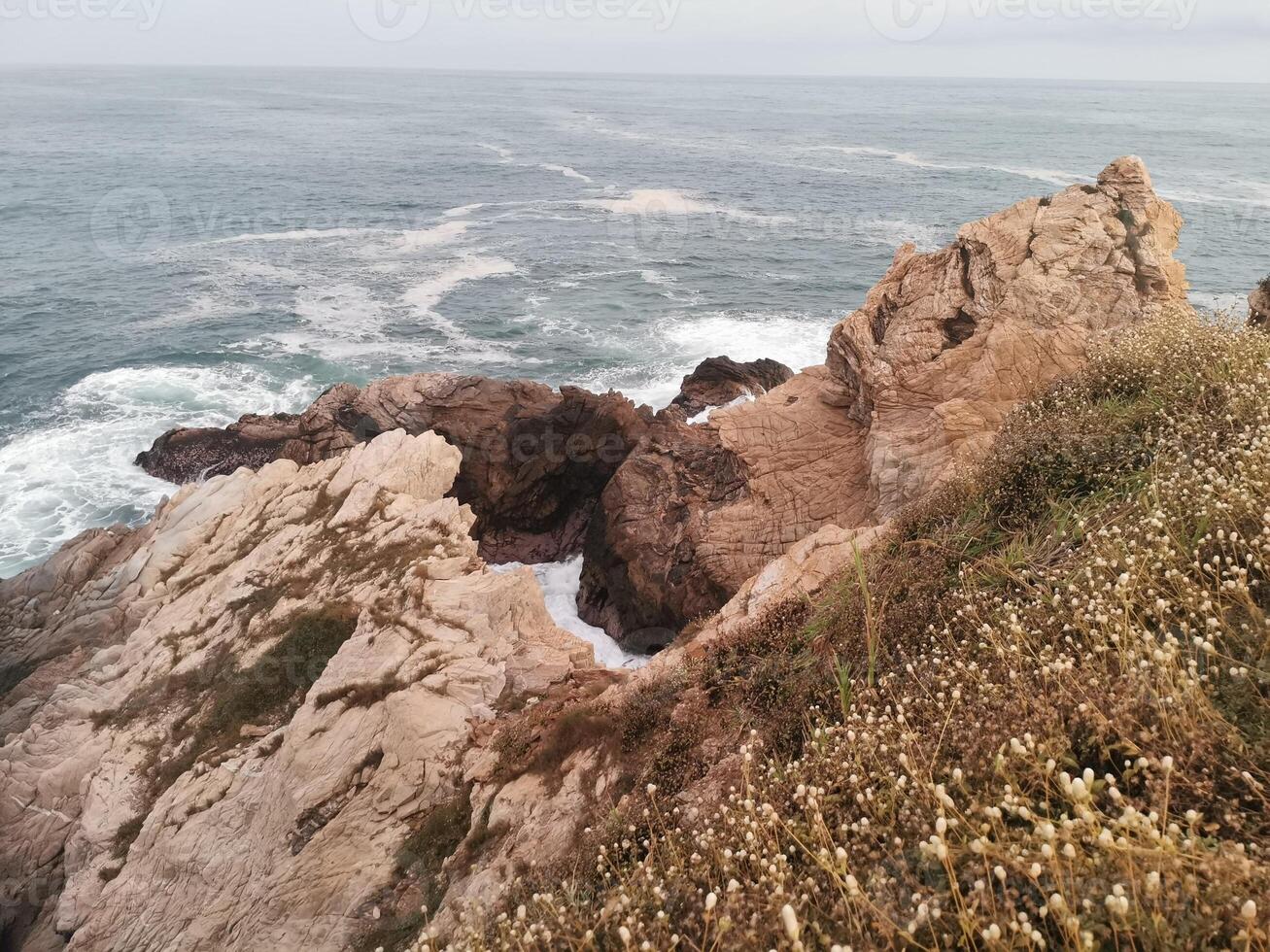 punta playa cometa pôr do sol panorama Visão montanhas pedras mazunte México. foto