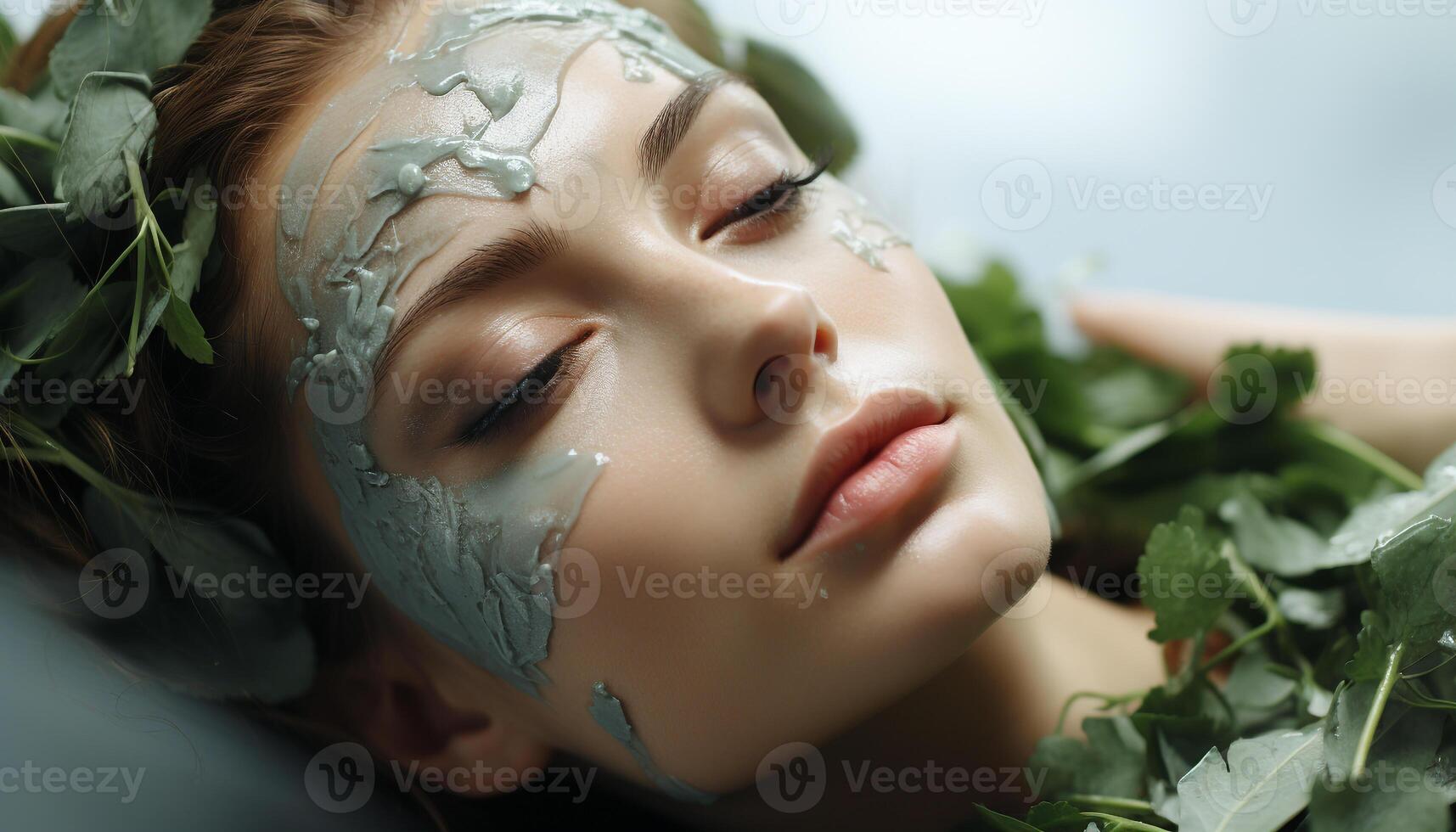 ai gerado jovem mulher goza uma refrescante beleza tratamento dentro natureza gerado de ai foto