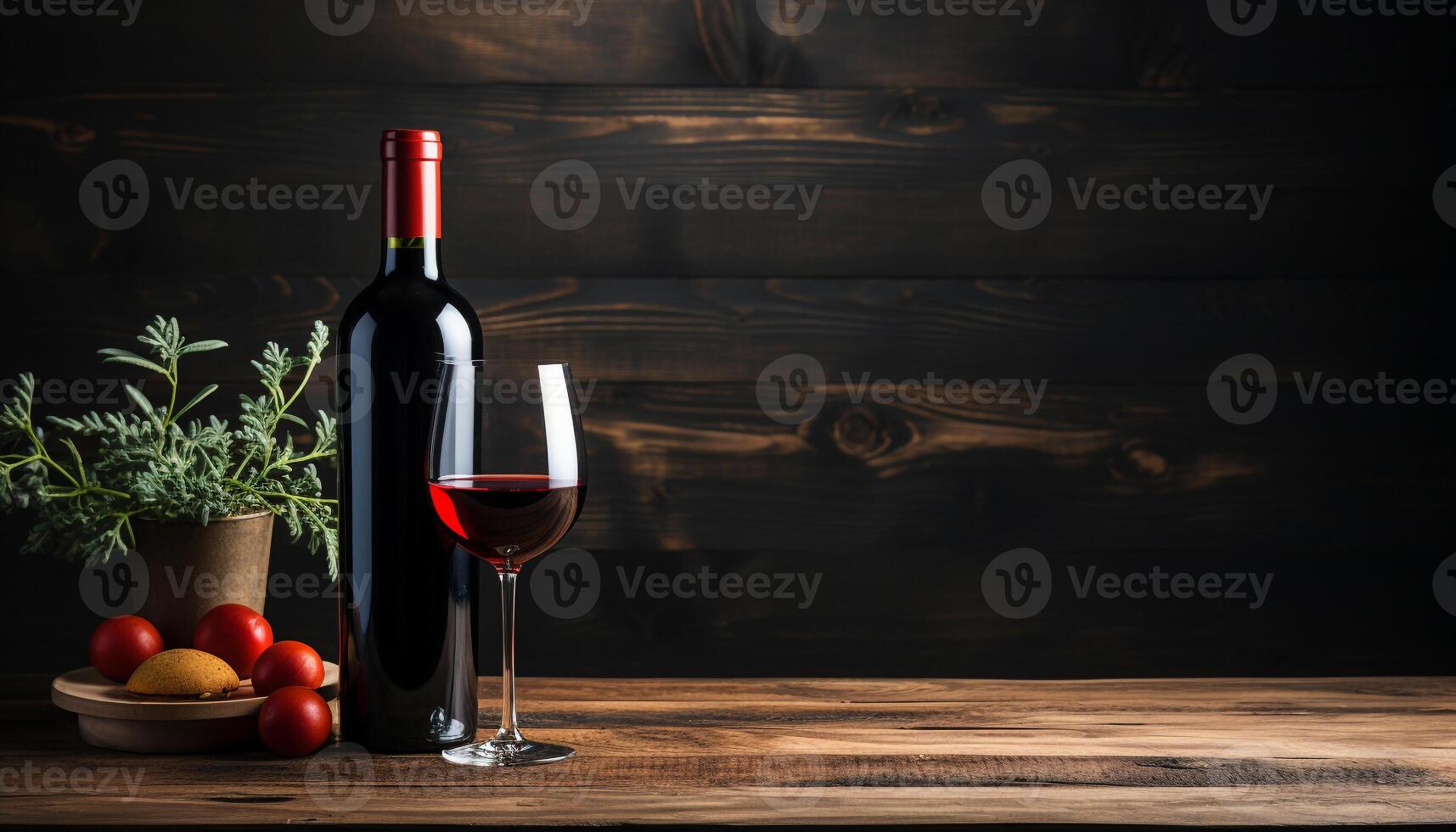 ai gerado celebração do natureza elegância vermelho vinho, uva, e madeira gerado de ai foto
