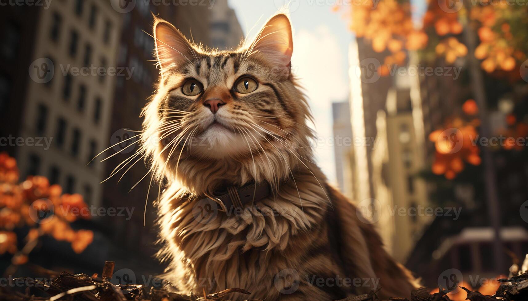 ai gerado fofa gatinho sentado ao ar livre, olhando às Câmera, cercado de natureza gerado de ai foto