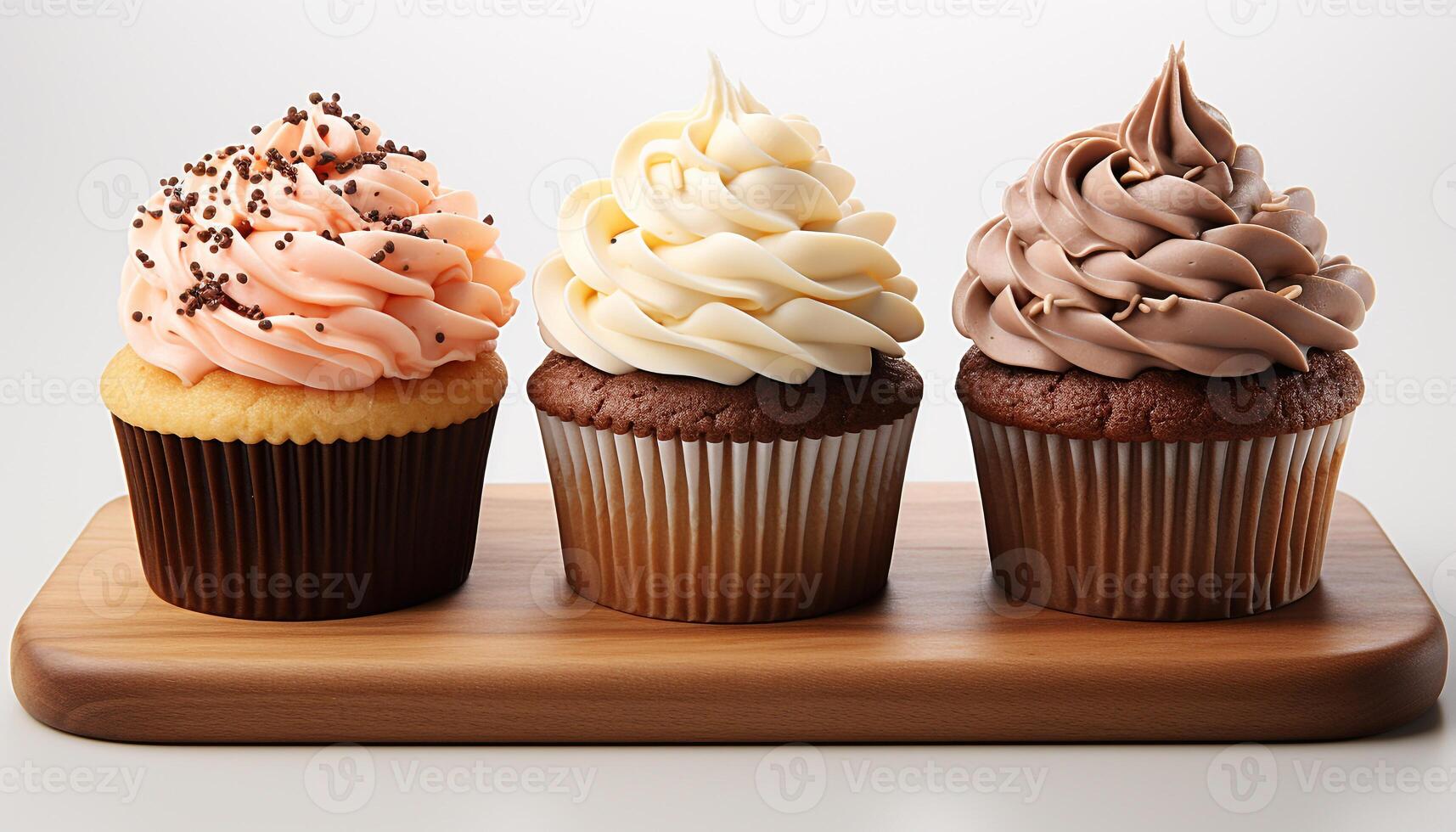 ai gerado caseiro Bolinho com chocolate glacê, uma doce indulgência para celebração gerado de ai foto