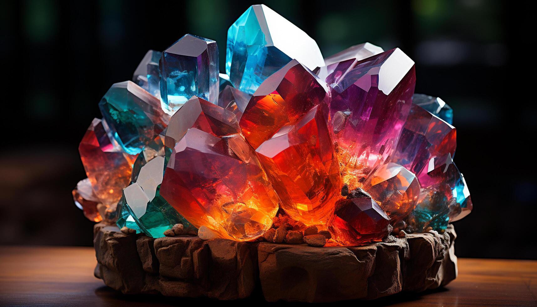 ai gerado brilhante pedra preciosa joalheria ilumina natureza vibrante cores dentro fechar acima gerado de ai foto