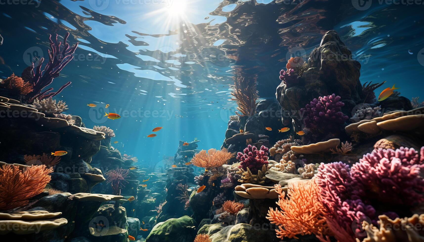 ai gerado embaixo da agua recife peixe dentro natureza, coral água, animal profundo gerado de ai foto