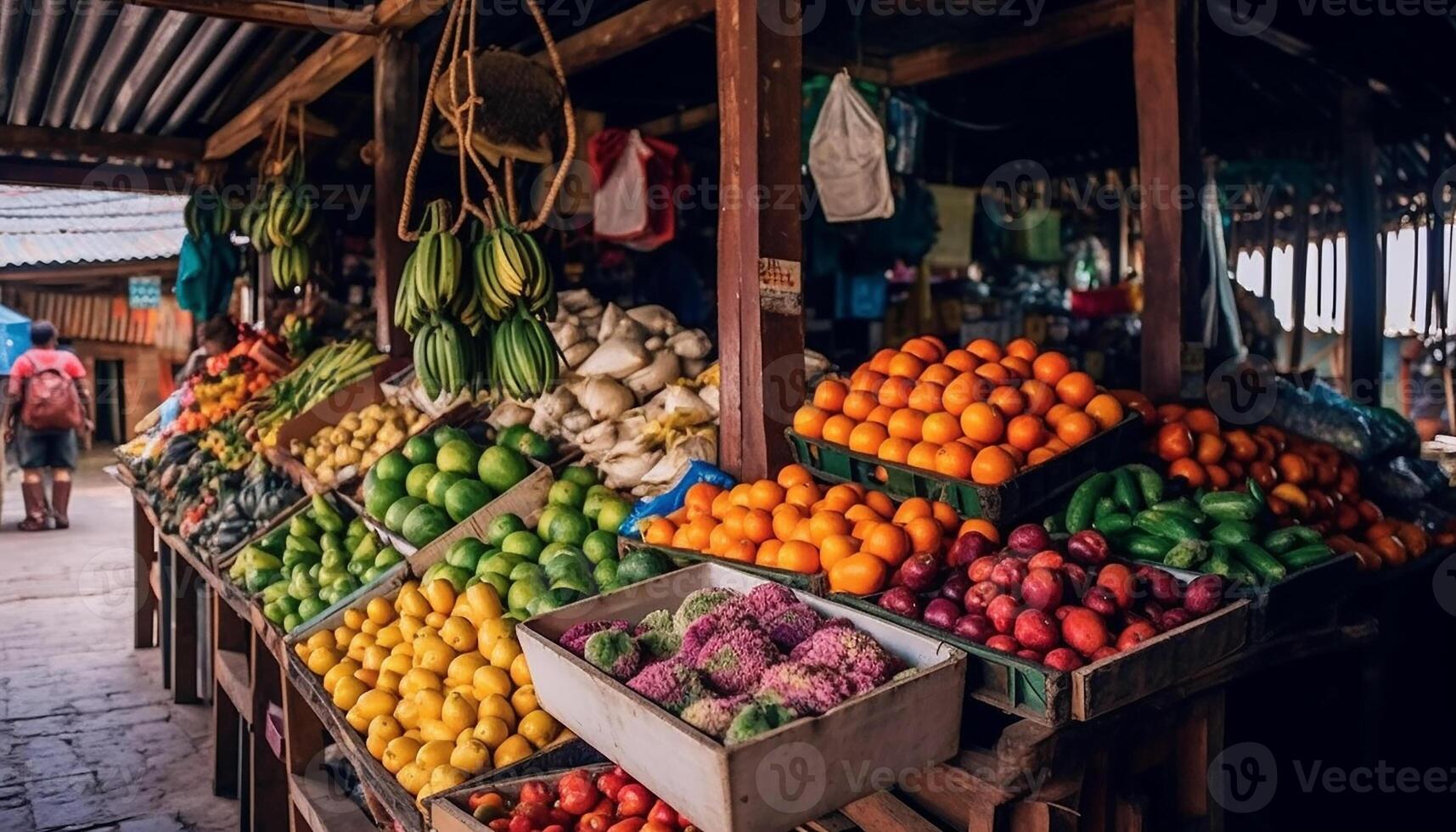 ai gerado fresco frutas e vegetais, variedade do cores, natureza saudável abundância gerado de ai foto