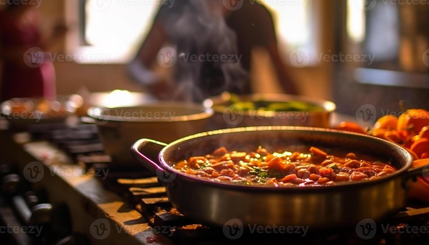 ai gerado saudável vegetariano refeição preparado em fogão com fresco legumes gerado de ai foto