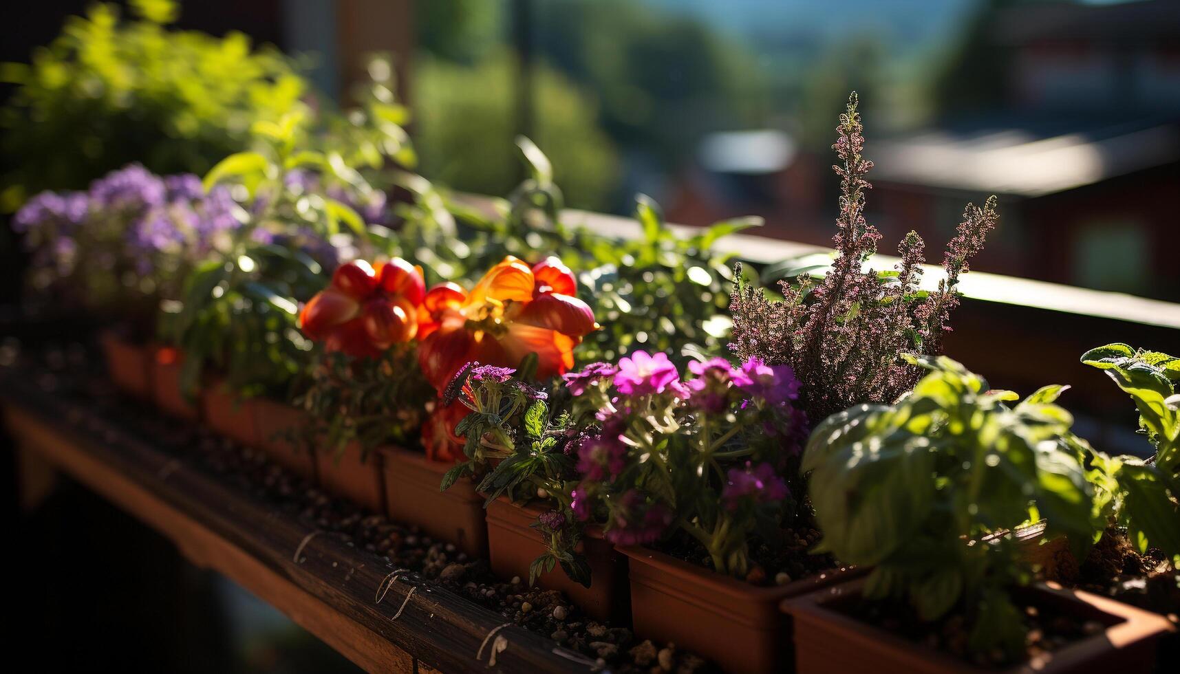 ai gerado frescor do verão floresce dentro uma colorida jardim ramalhete gerado de ai foto