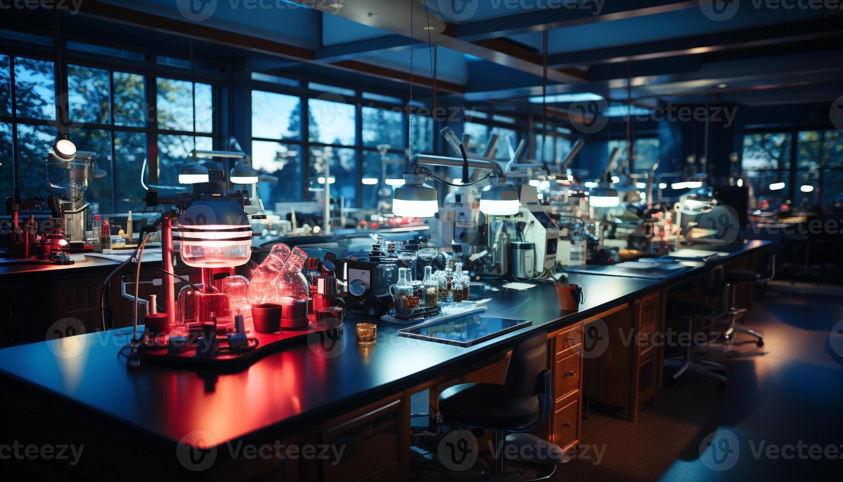 ai gerado moderno Ciência indústria trabalhando dentro uma comercial cozinha laboratório gerado de ai foto