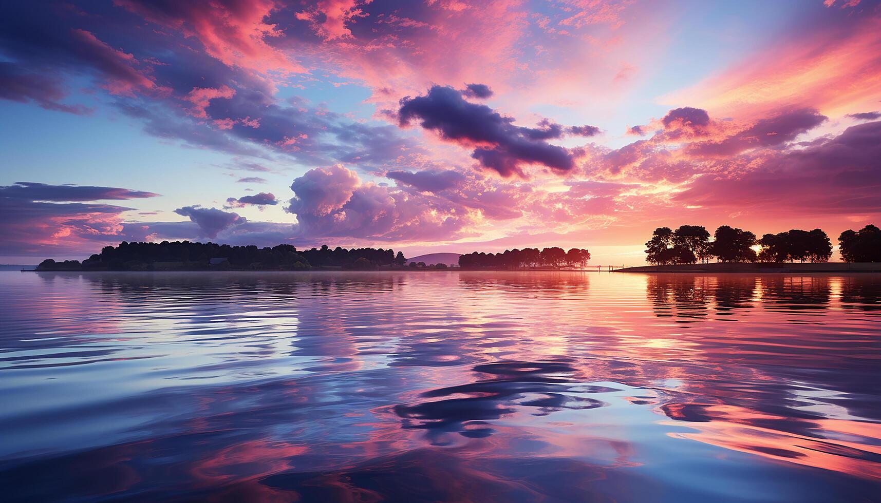 ai gerado pôr do sol sobre água, natureza reflexão, tranquilo cena, vibrante cores gerado de ai foto