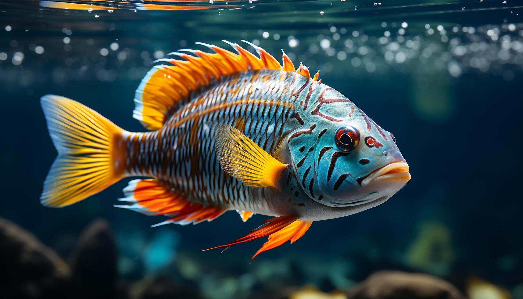 ai gerado a vibrante beleza do embaixo da agua natureza peixe, recife, e mar gerado de ai foto