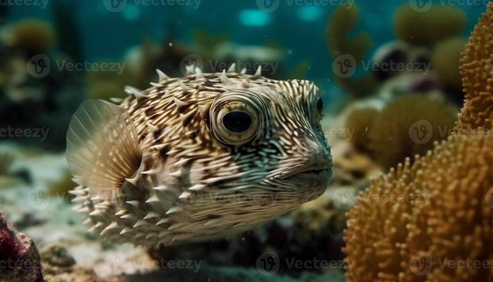 ai gerado colorida peixe nadar dentro a lindo embaixo da agua recife gerado de ai foto