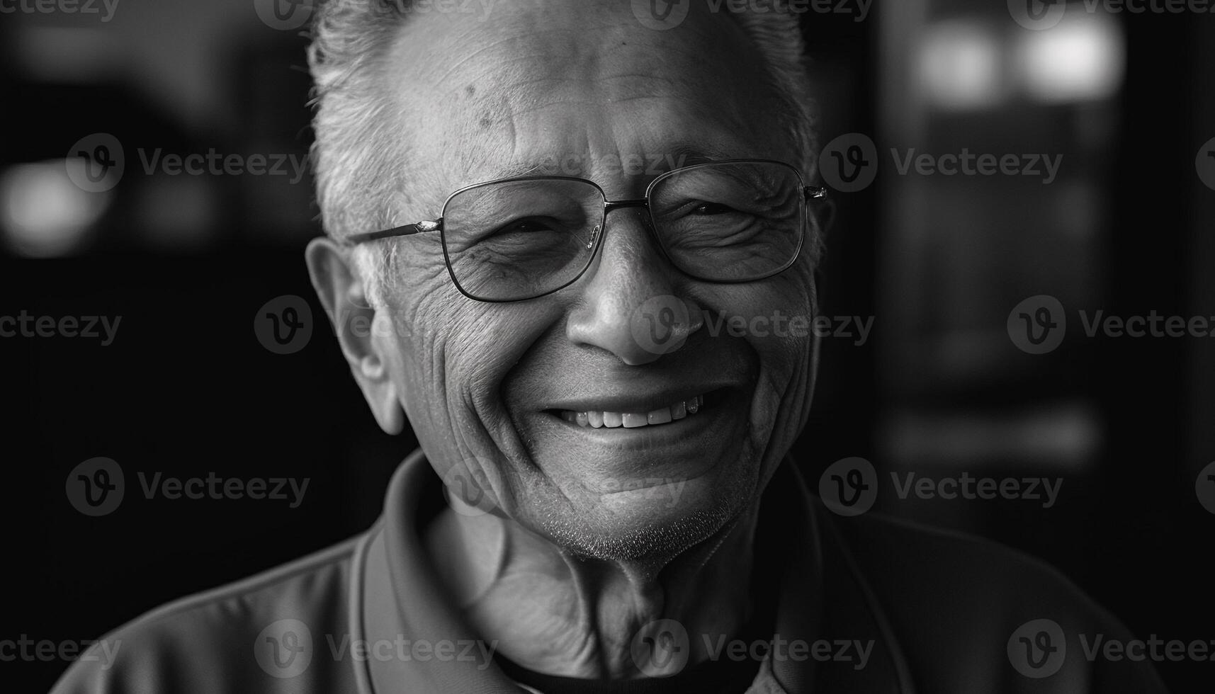 ai gerado sorridente Senior mulher com cinzento cabelo, olhando às Câmera com confiança gerado de ai foto