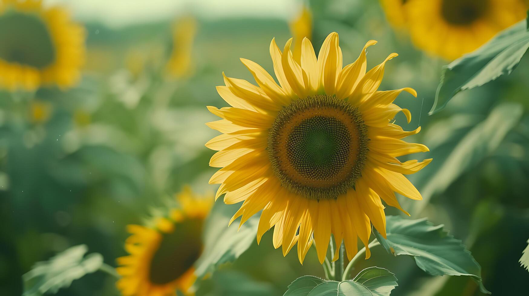 ai gerado vibrante verde folha dentro foco no meio iluminado pelo sol folhagem foto