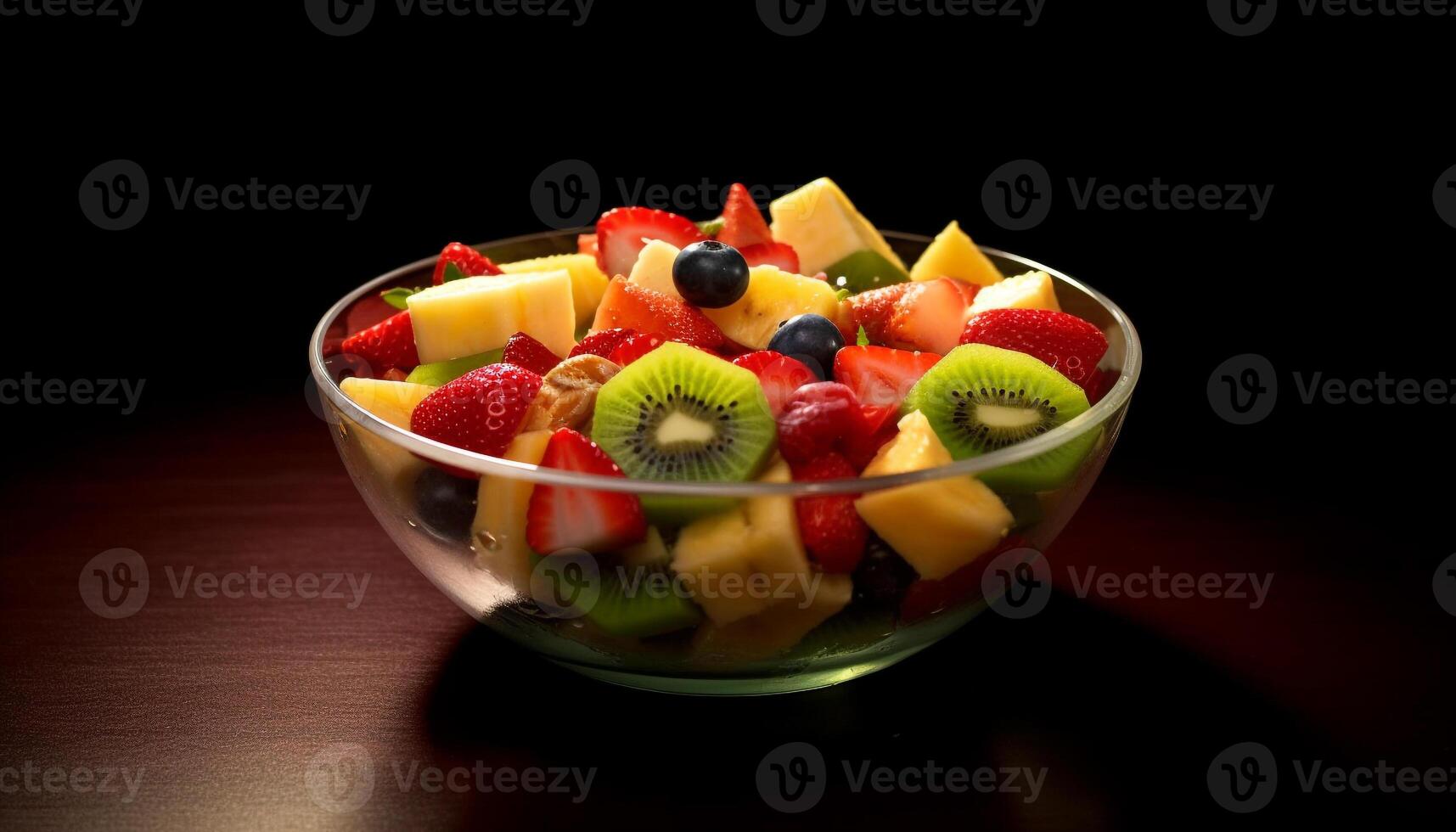 ai gerado frescor e variedade dentro uma colorida fruta salada gerado de ai foto