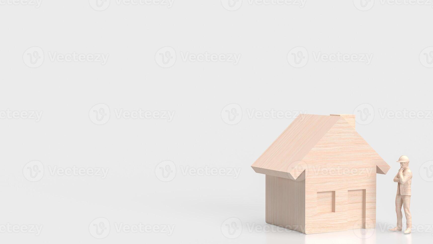a engenheiro e casa madeira para construção ou propriedade conceito 3d Renderização. foto