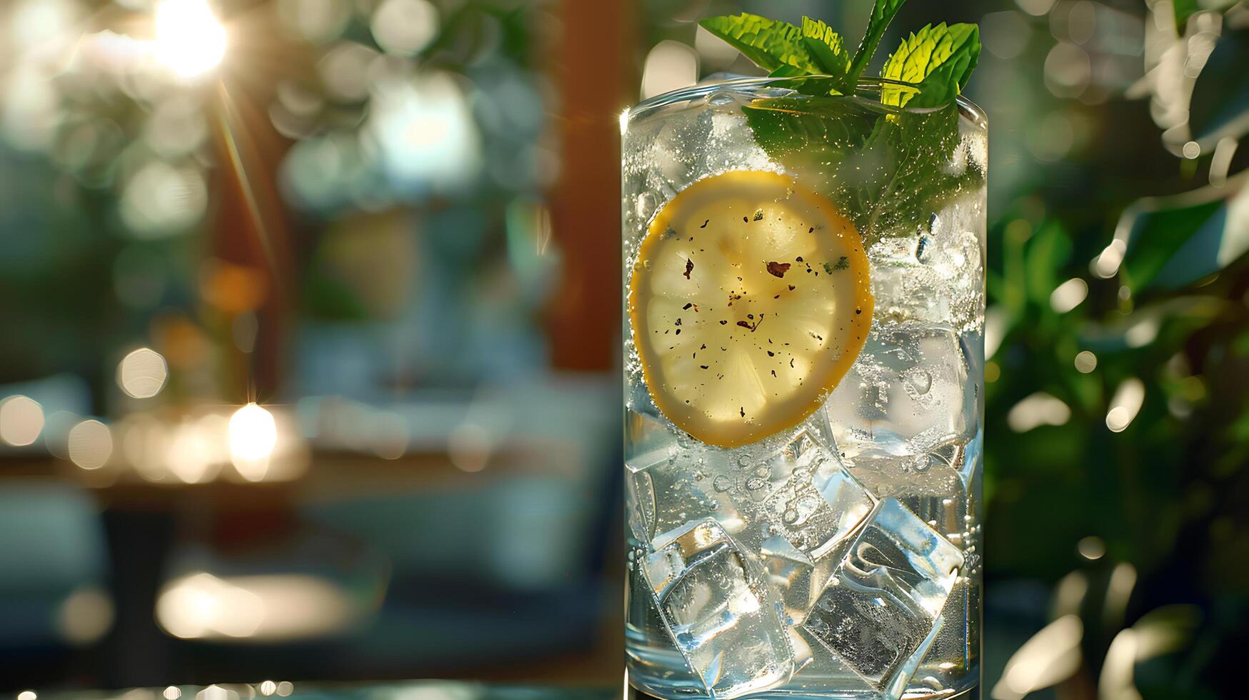 ai gerado refrescante limonada vidro enfeitado com limão e hortelã capturado dentro suave natural luz foto