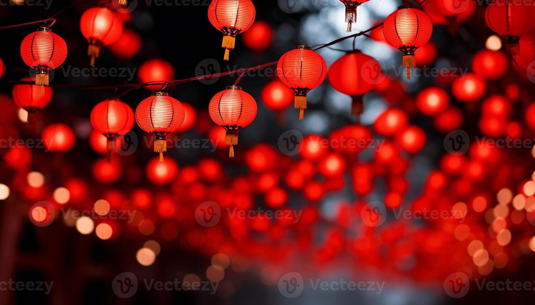 ai gerado chinês lanternas iluminar a noite, a comemorar tradicional festivais gerado de ai foto