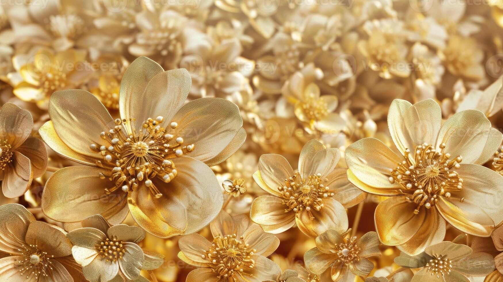 ai gerado luxuoso ouro flores papel de parede fundo acrescenta elegância, ai gerado. foto