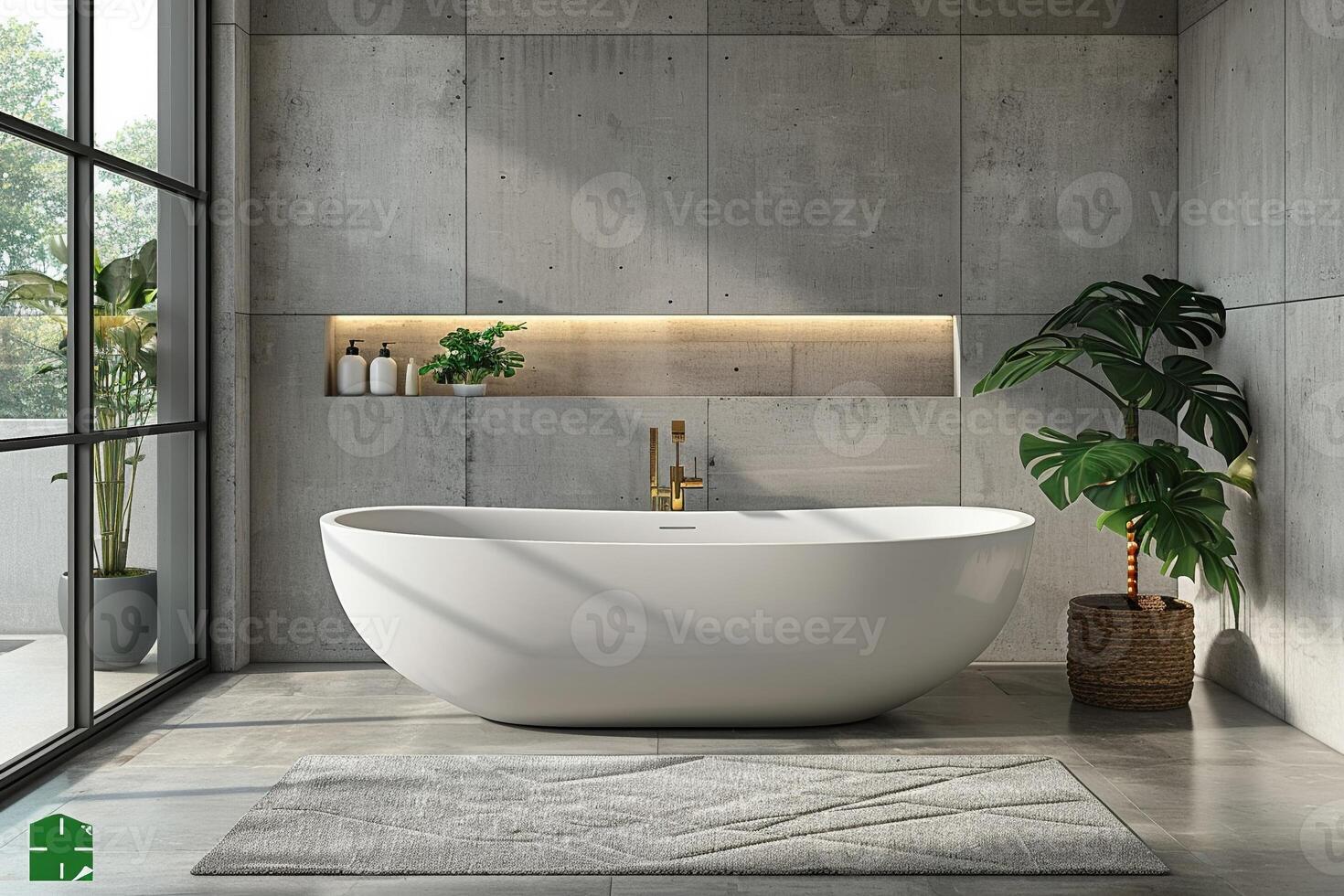 ai gerado moderno minimalista banheiro com limpar \ limpo linhas e monocromático cores foto