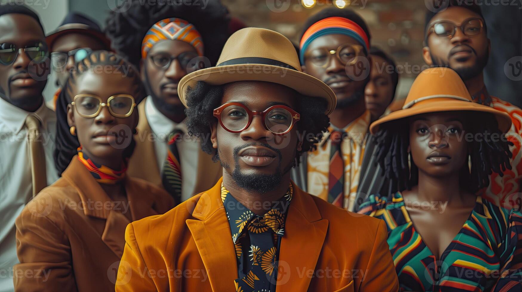 ai gerado grupo do africano americano pessoas dentro à moda roupas. Preto história mês conceito. foto