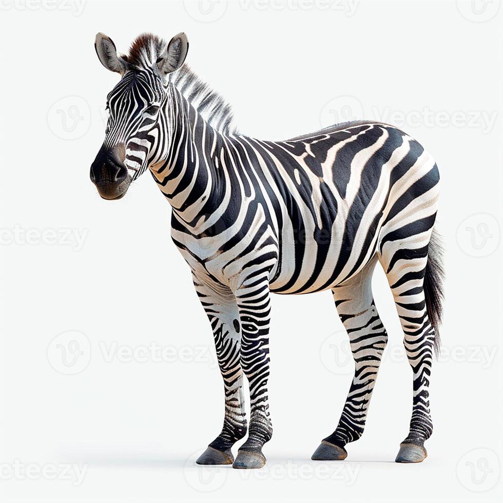 ai gerado jardim zoológico, zebra em branco isolado fundo - ai gerado imagem foto