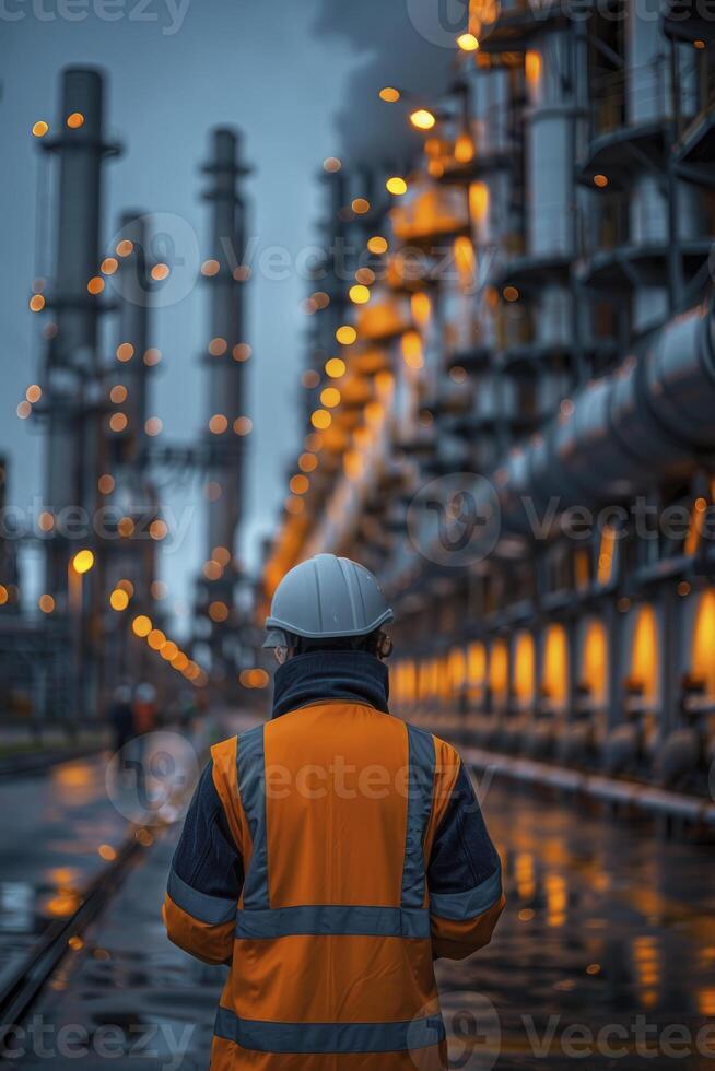 ai gerado industrial engenheiros conduzindo dados análise para uma poder plantar estação projeto foto