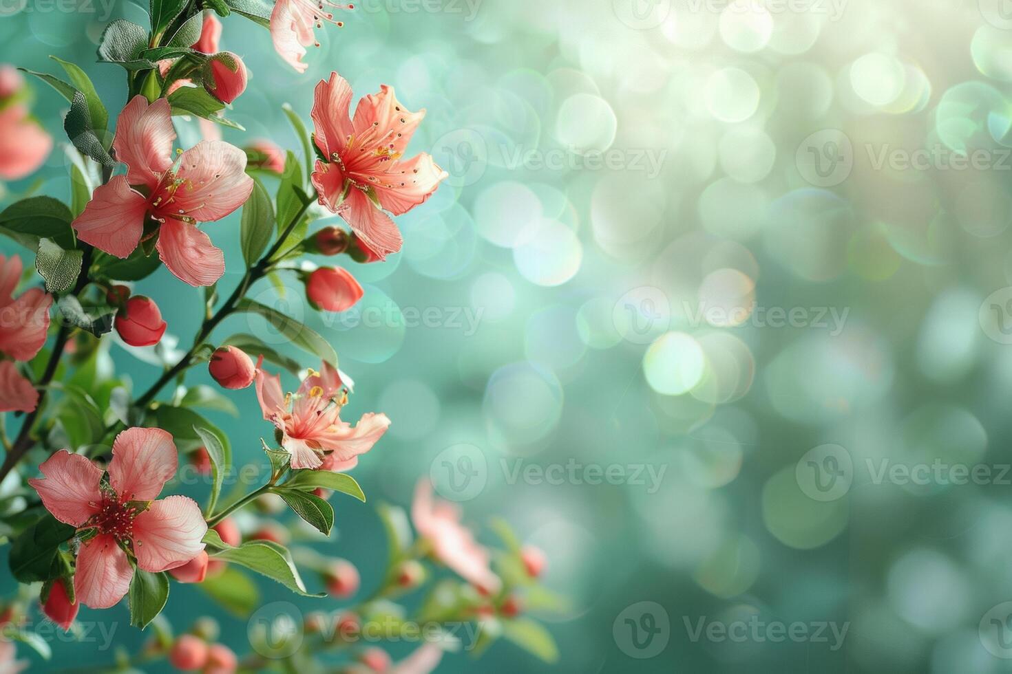 ai gerado exuberante floral cenas exibindo uma variedade do flores dentro macio, radiante luz com uma bokeh fundo foto