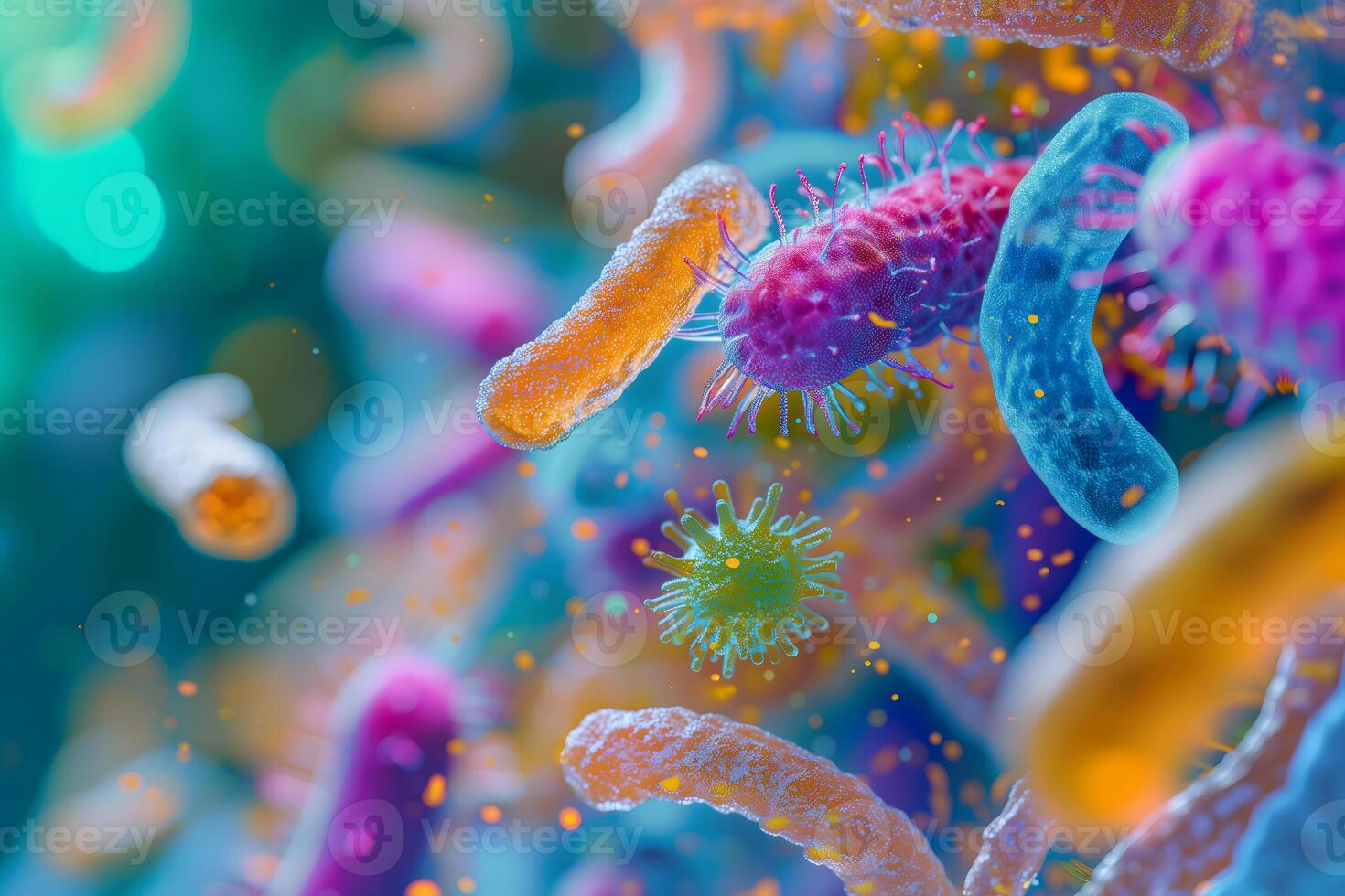 ai gerado diverso colorida abstrato microbioma foto