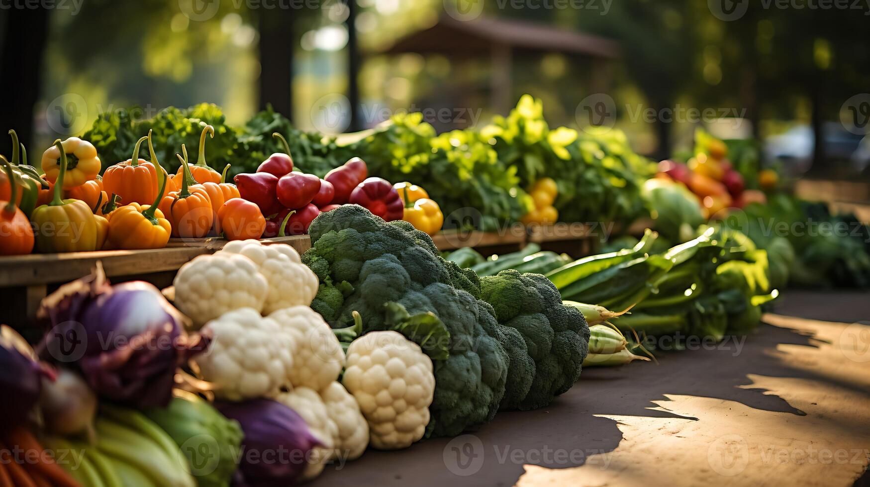 ai gerado frutas e legumes para venda às local mercado foto