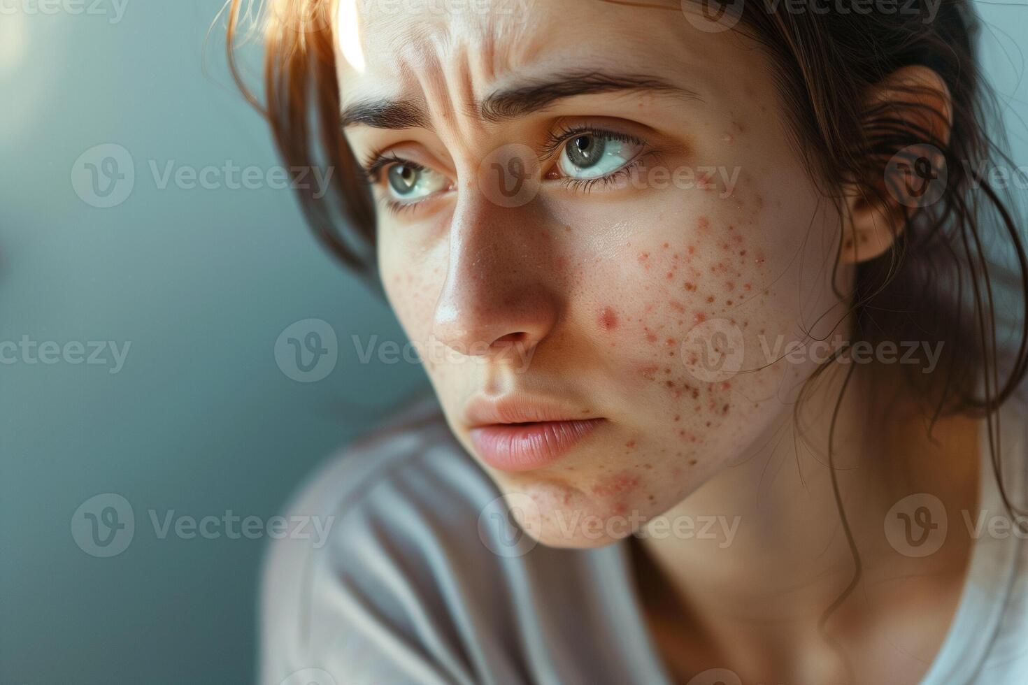 ai gerado dourar com acne, pele problemas, ai gerado foto