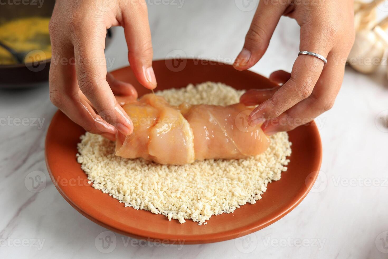 Revestimento frango com pão migalhas foto