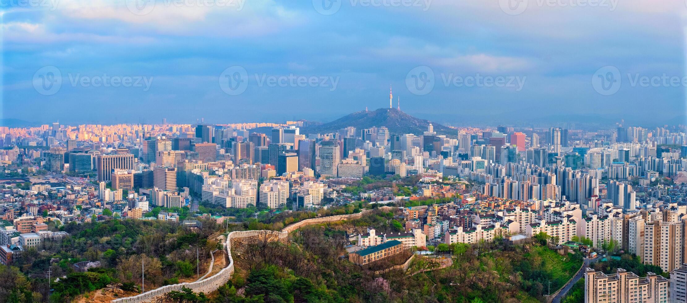 panorama do Seul Horizonte em pôr do sol, sul Coréia. foto