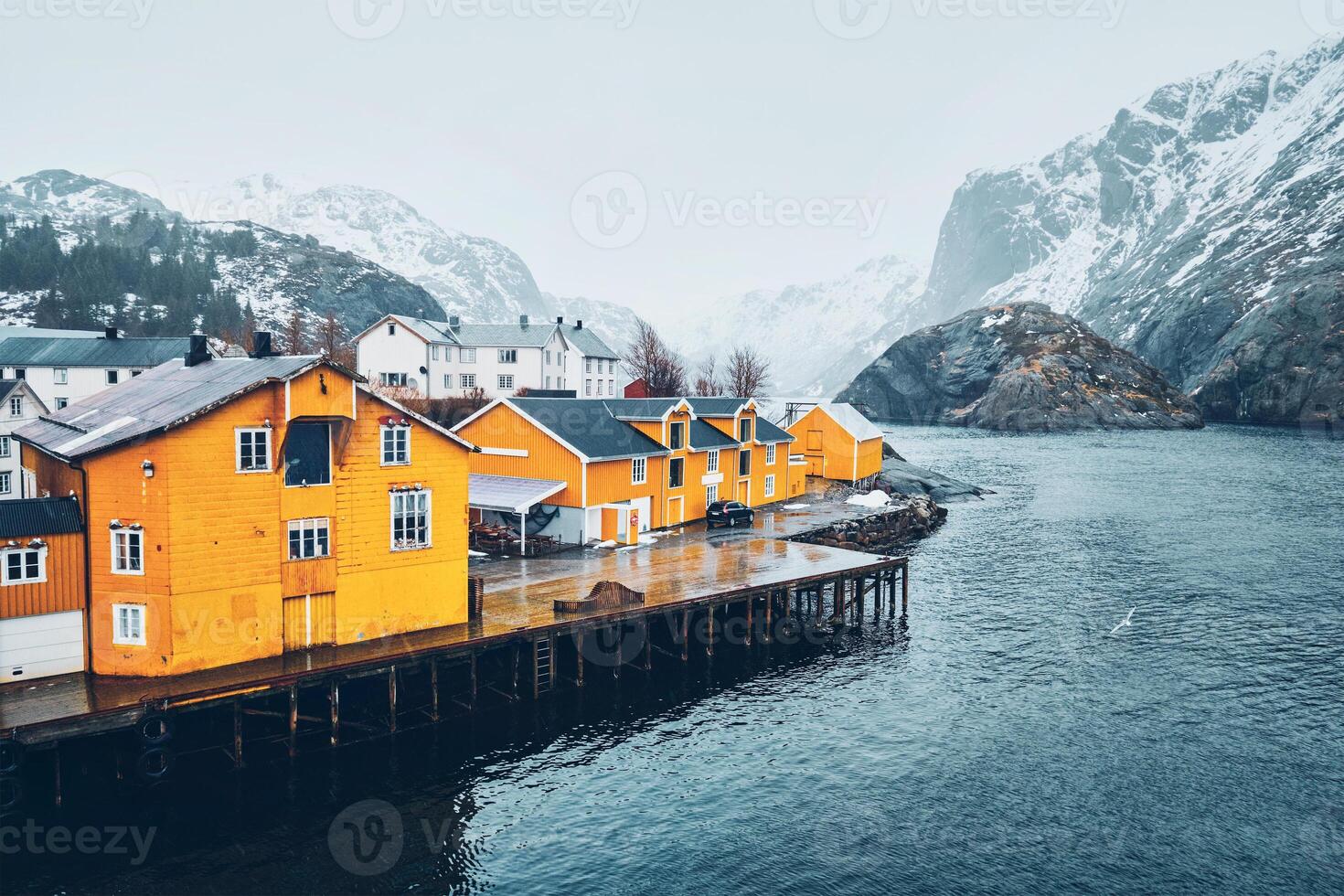 Nusfjord pescaria Vila dentro Noruega em lofoten ilhas foto