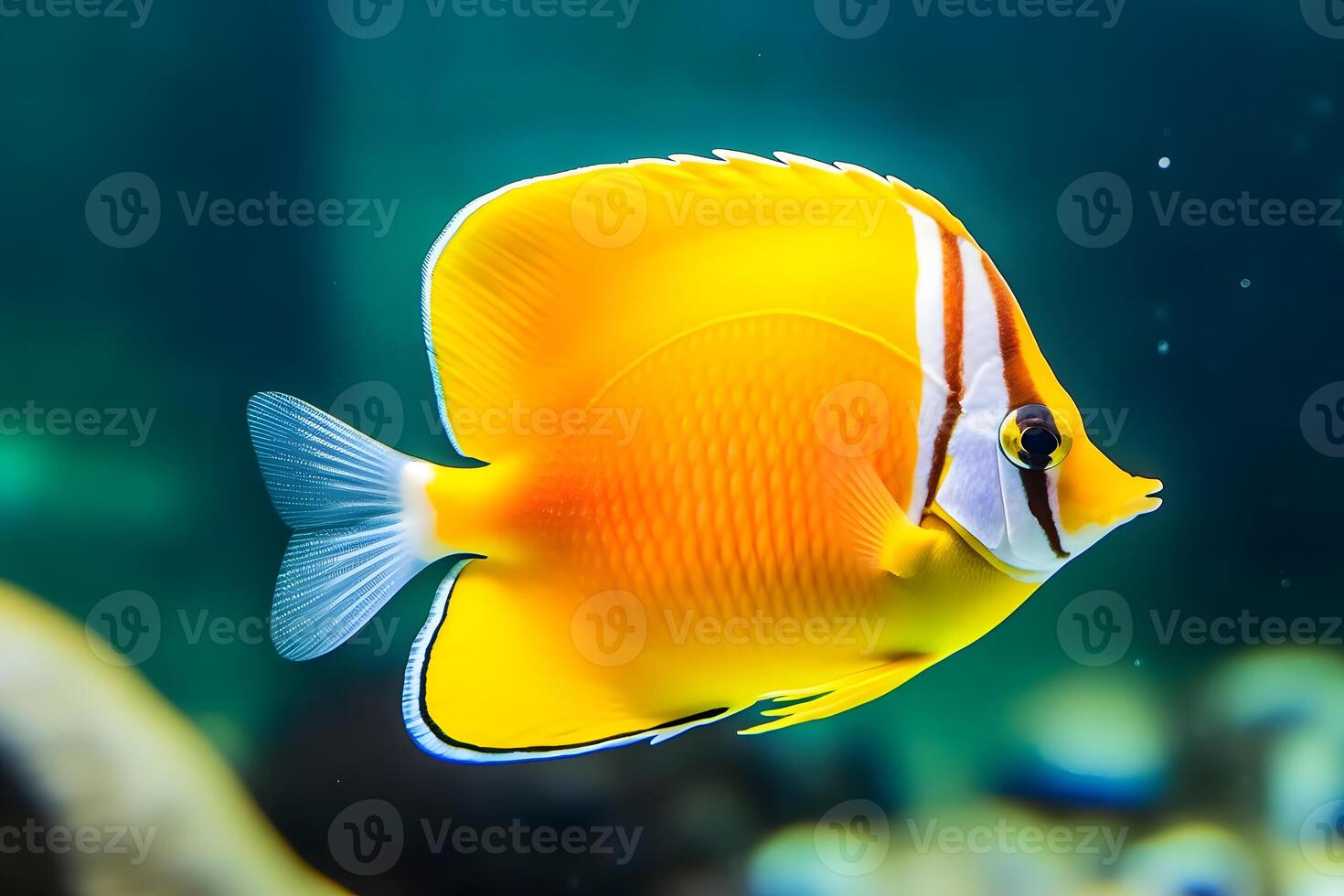 ai gerado mar vida exótico tropical coral recife cobre borboleta peixe. neural rede ai gerado foto