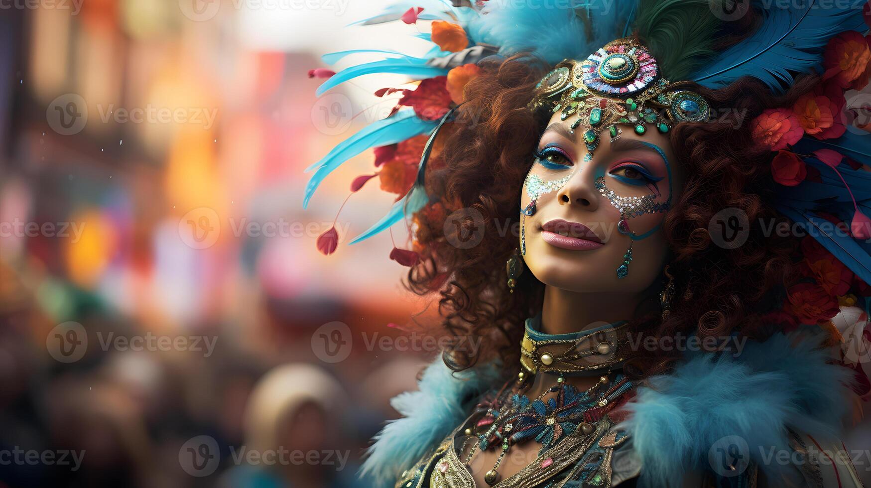 ai gerado a festivo tradições do carnaval com uma parada e vibrante fantasias foto