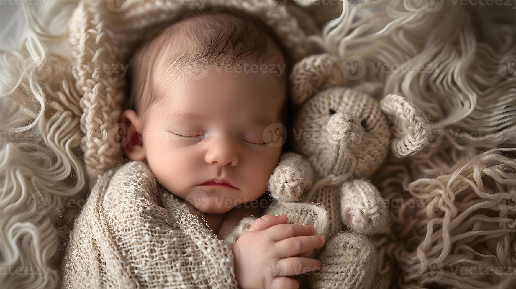 ai gerado uma lindo recém-nascido bebê dentro suave confortável roupas. ai gerado foto