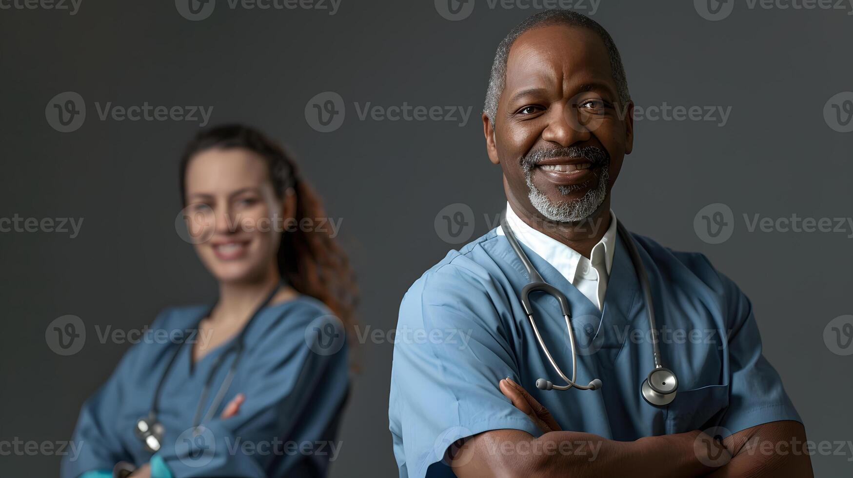 ai gerado retrato do uma masculino médico trabalhador com uma estetoscópio. ai gerado foto