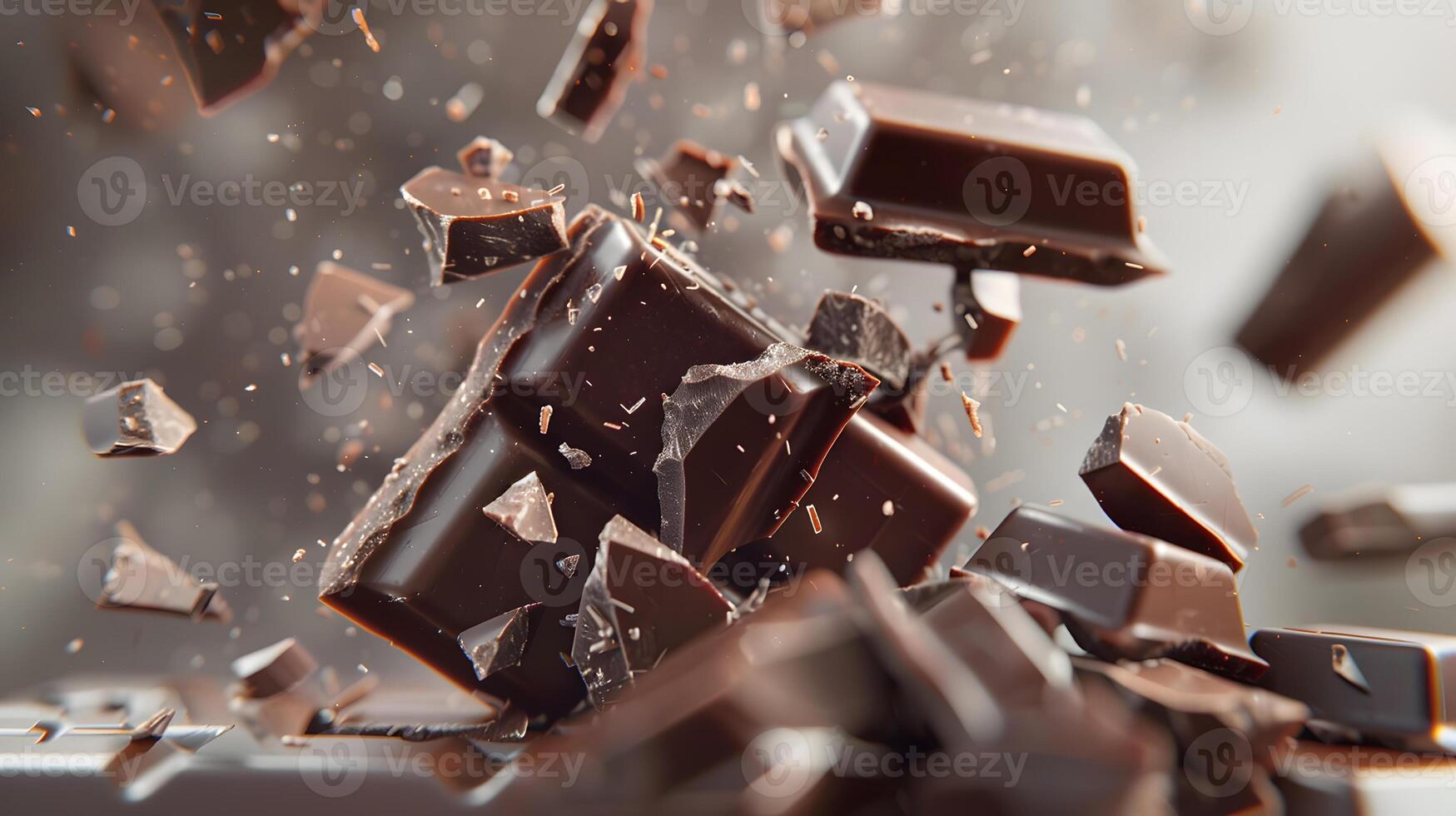 ai gerado doce Sombrio chocolate Barra quebrado para dentro peças. ai gerado foto