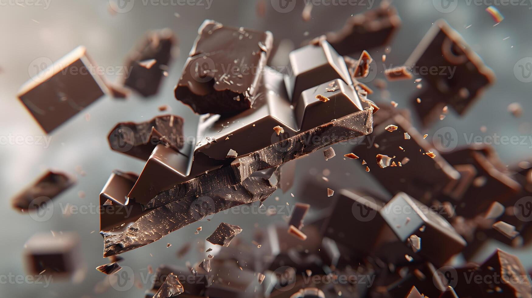 ai gerado doce Sombrio chocolate Barra quebrado para dentro peças. ai gerado foto