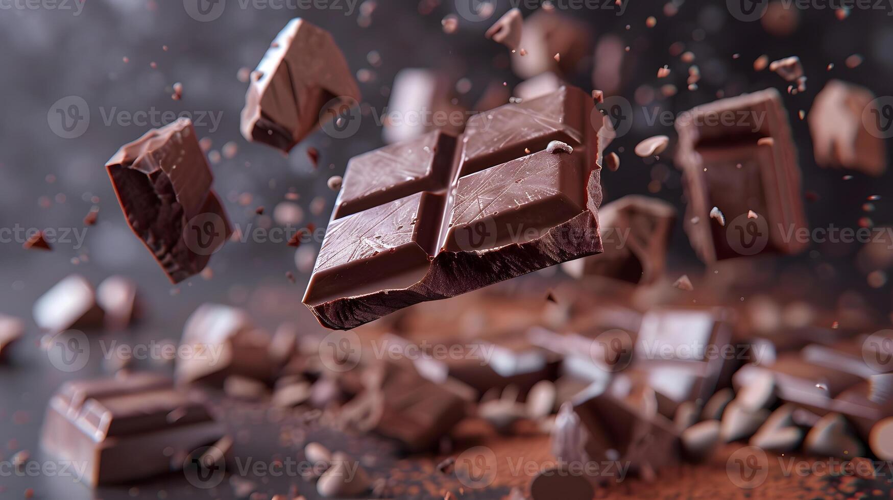 ai gerado doce Sombrio chocolate Barra quebrado para dentro peças. ai gerado foto